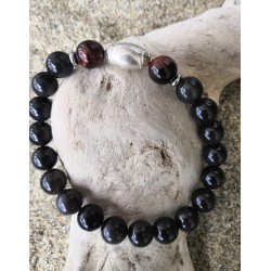 BRACELET HOMME / RUGBY/ OBSIDIENNE OEIL CELESTE