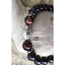BRACELET HOMME / RUGBY/ OBSIDIENNE OEIL CELESTE
