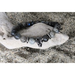 BRACELET HOMME / LABRADORITE / LOUP