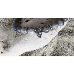 BRACELET HOMME / LABRADORITE / LOUP
