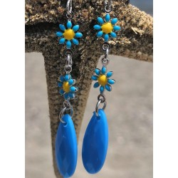 CLOU D'OREILLE / FLEUR / BLEUE
