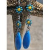 CLOU D'OREILLE / FLEUR / BLEUE
