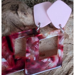 CLOU D'OREILLE / LOSANGE / ROSE