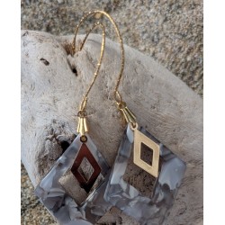 Boucles d'oreilles / LOSANGE / TONS GRIS