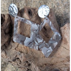 CLOU D'OREILLE / LOSANGE / GRIS