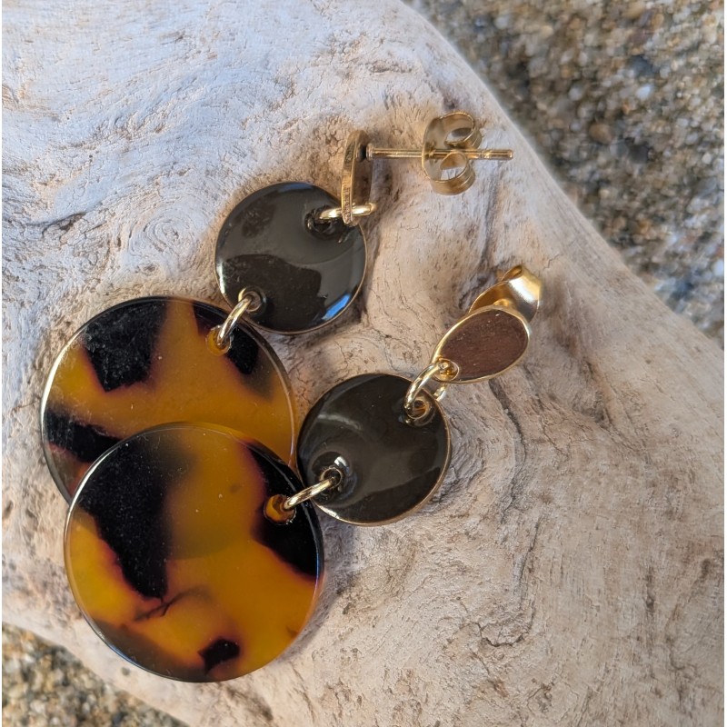 CLOU D'OREILLE / ROND / MARRON