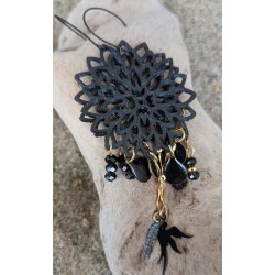 Boucles d'oreilles /NOIRES / OISEAU / PLUME