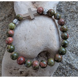 BRACELET UNAKITE/ CROIX