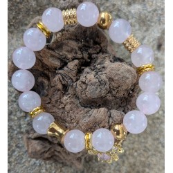 Bracelet / QUARTZ ROSE / OURSON /COEUR