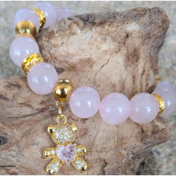 Bracelet / QUARTZ ROSE / OURSON /COEUR