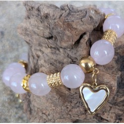Bracelet / QUARTZ ROSE / OURSON /COEUR
