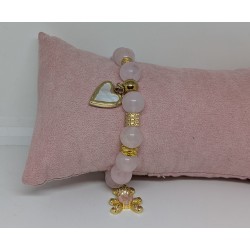 Bracelet / QUARTZ ROSE / OURSON /COEUR