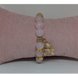 Bracelet / QUARTZ ROSE / OURSON /COEUR