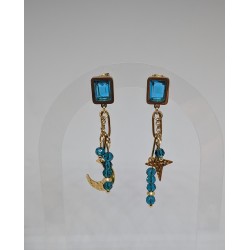 CLOU D'OREILLE / BLEU / LUNE / ETOILE