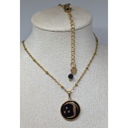 PENDENTIF / LUNE / ETOILE / ACIER INOXYDABLE DORE