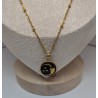 PENDENTIF / LUNE / ETOILE / ACIER INOXYDABLE DORE