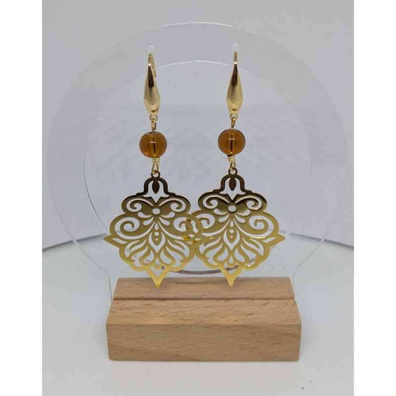 Boucles d'oreilles  LONGUES / ESTAMPE / AMBRE