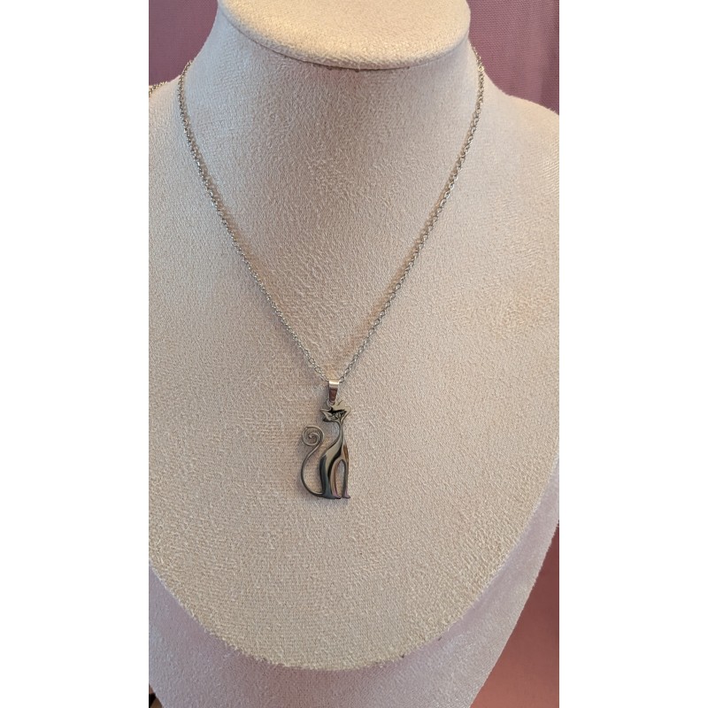 PENDENTIF / CHAT / ACIER INOXYDABLE