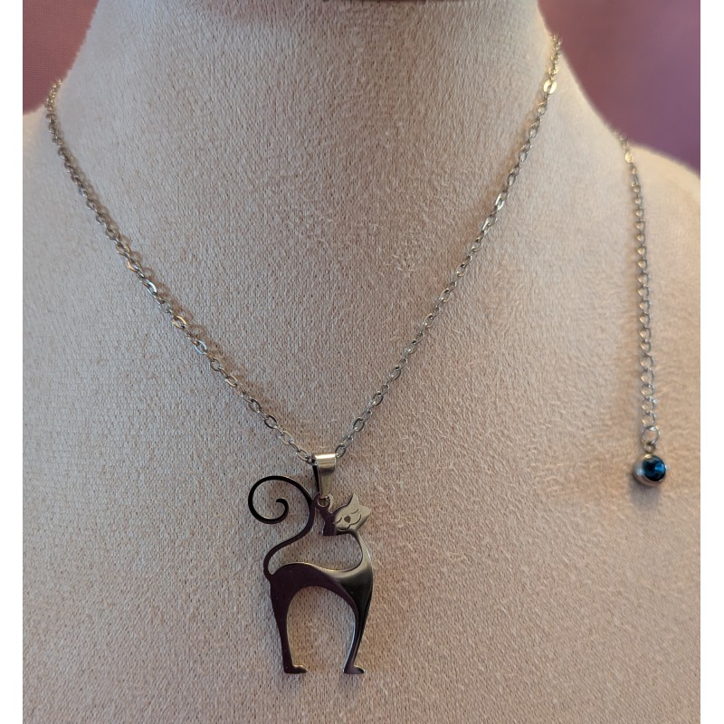 PENDENTIF / CHAT / ACIER INOXYDABLE