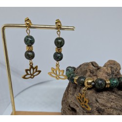 CLOUS D'OREILLES / LOTUS / TURQUOISE AFRICAINE