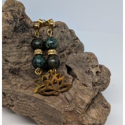 CLOUS D'OREILLES / LOTUS / TURQUOISE AFRICAINE