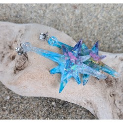 CLOUS D'OREILLES / ETOILE / EPOXY / BLEU