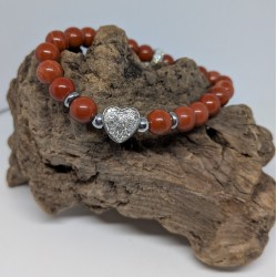BRACELET / COEUR / JASPE ROUGE