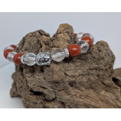 BRACELET / BOUDDHA / CRISTAL DE ROCHE / JASPE ROUGE