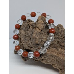 BRACELET / BOUDDHA / CRISTAL DE ROCHE / JASPE ROUGE