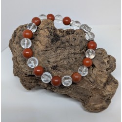 BRACELET / BOUDDHA / CRISTAL DE ROCHE / JASPE ROUGE