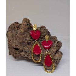 CLOUS D'OREILLES / COEUR / ROUGE