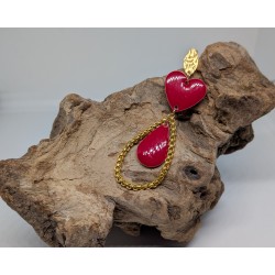 CLOUS D'OREILLES / COEUR / ROUGE