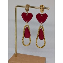 CLOUS D'OREILLES / COEUR / ROUGE