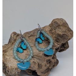 BOUCLES D'OREILLES / PAPILLON / BLEU