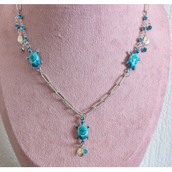 SAUTOIR / TORTUE / BLEU / COQUILLAGE