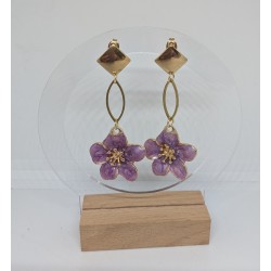 CLOU D'OREILLE / LOSANGE / ACIER INOXYDABLE / FLEUR / PARME