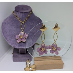 CLOU D'OREILLE / LOSANGE / ACIER INOXYDABLE / FLEUR / PARME