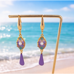 BOUCLES D'OREILLES / VIOLET/ ACIER INOXYDABLE