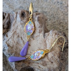 BOUCLES D'OREILLES / VIOLET/ ACIER INOXYDABLE