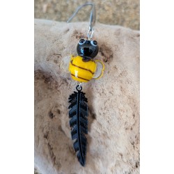 BOUCLES D'OREILLES / ABEILLE / PLUME