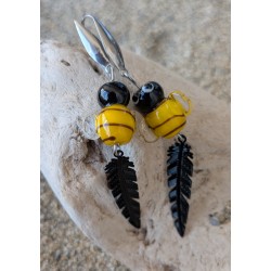 BOUCLES D'OREILLES / ABEILLE / PLUME