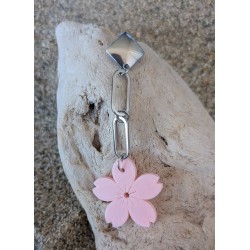 CLOUS  D'OREILLES / ACIER INOXYDABLE / FLEUR ROSE