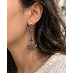 BOUCLES D'OREILLES / LOTUS / AMETHYSTE