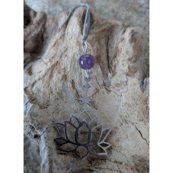 BOUCLES D'OREILLES / LOTUS / AMETHYSTE