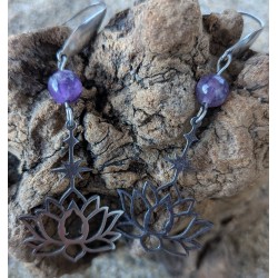 BOUCLES D'OREILLES / LOTUS / AMETHYSTE