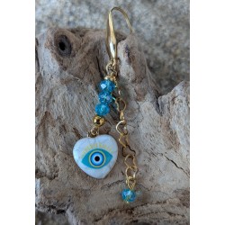 BOUCLES D'OREILLES / OEIL PORTE BONHEUR / BLEU