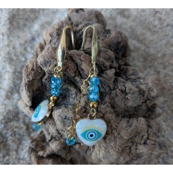 BOUCLES D'OREILLES / OEIL PORTE BONHEUR / BLEU