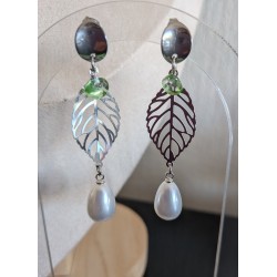 CLOU D'OREILLE / FEUILLE / VERT