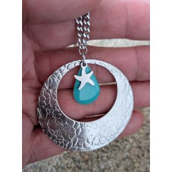 COLLIER / TURQUOISE / ACIER INOXYDABLE / ETOILE DE MER