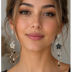Boucles d'oreilles / CLOU / SPIRALE / BLANC / NOIR